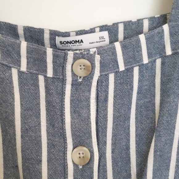 Sonoma Striped Square Neck Linen Tie Top NEW - Picture 4 of 6